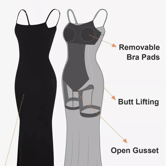 Popilush Built-in Shapewear Dress Slip Maxi Medium - Picture 2 of 4